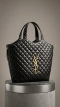 Oversized Quilted Tote – Black