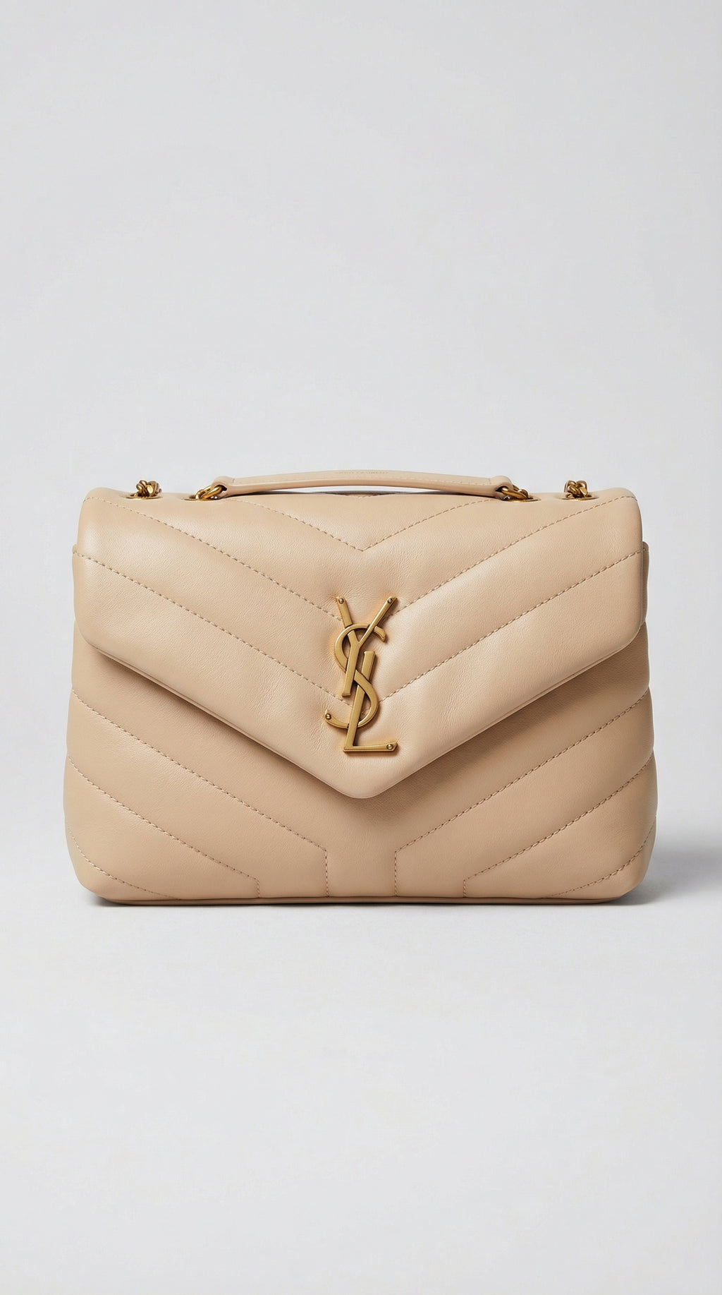 Mini Camera Bag – Beige Chevron Leather (Gold Hardware)