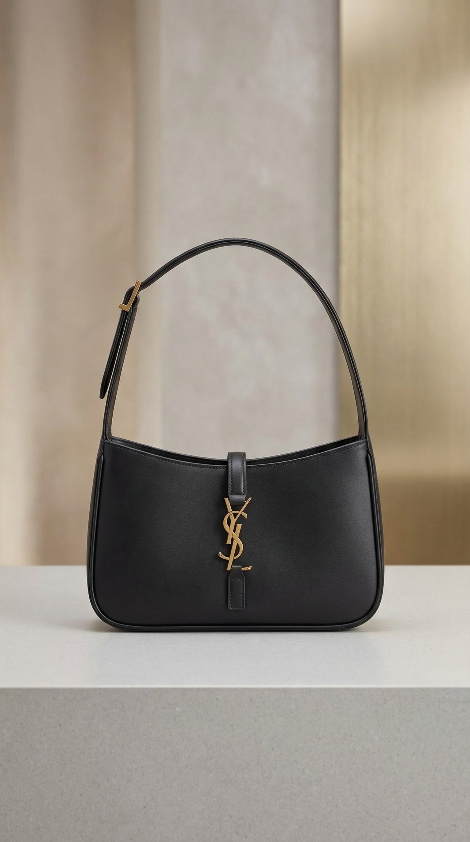 Leather Shoulder Bag 5 to 7 – Black