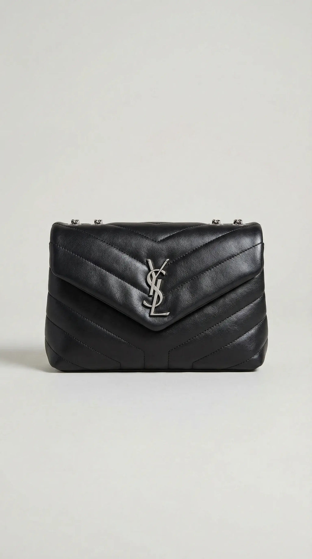Mini Camera Bag – Black Chevron Leather (Silver Hardware)