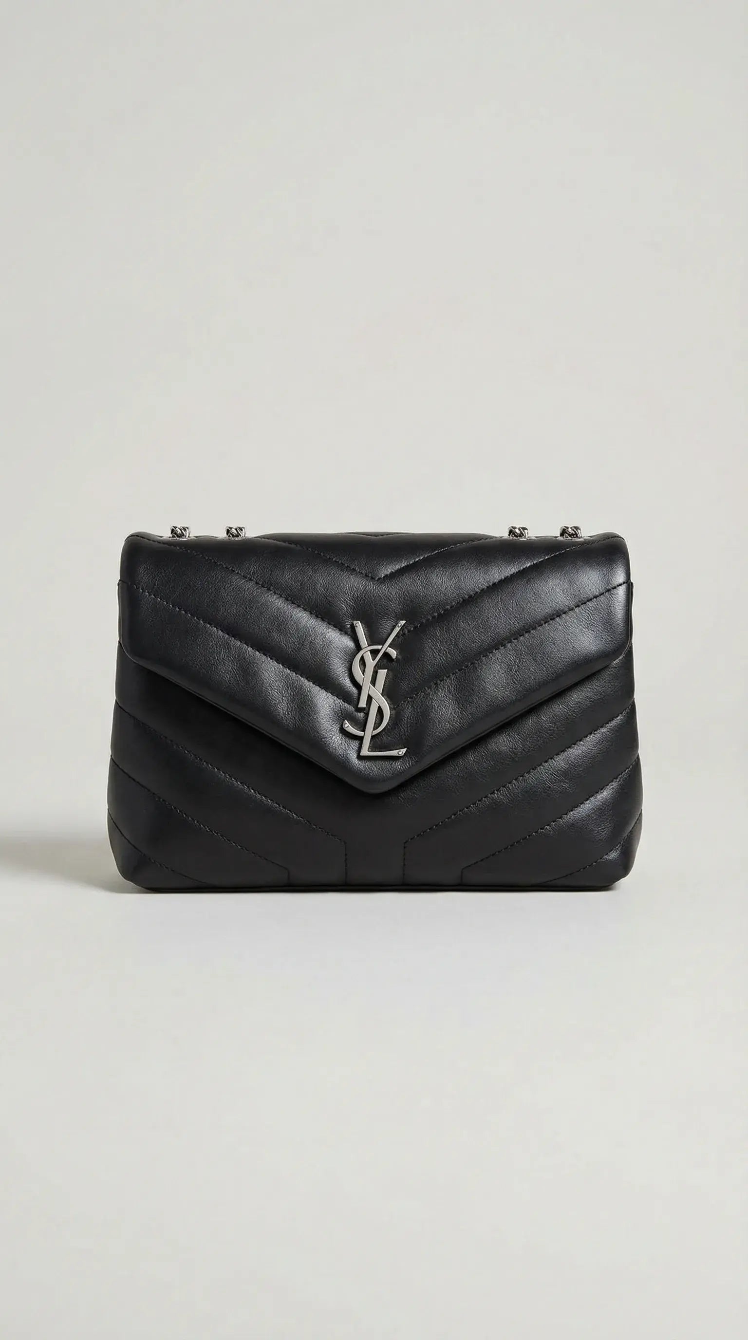 Mini Camera Bag – Black Chevron Leather (Silver Hardware)