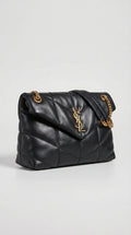 Quilted Flap Shoulder Bag – Black Chevron Leather (Gold Hardware)