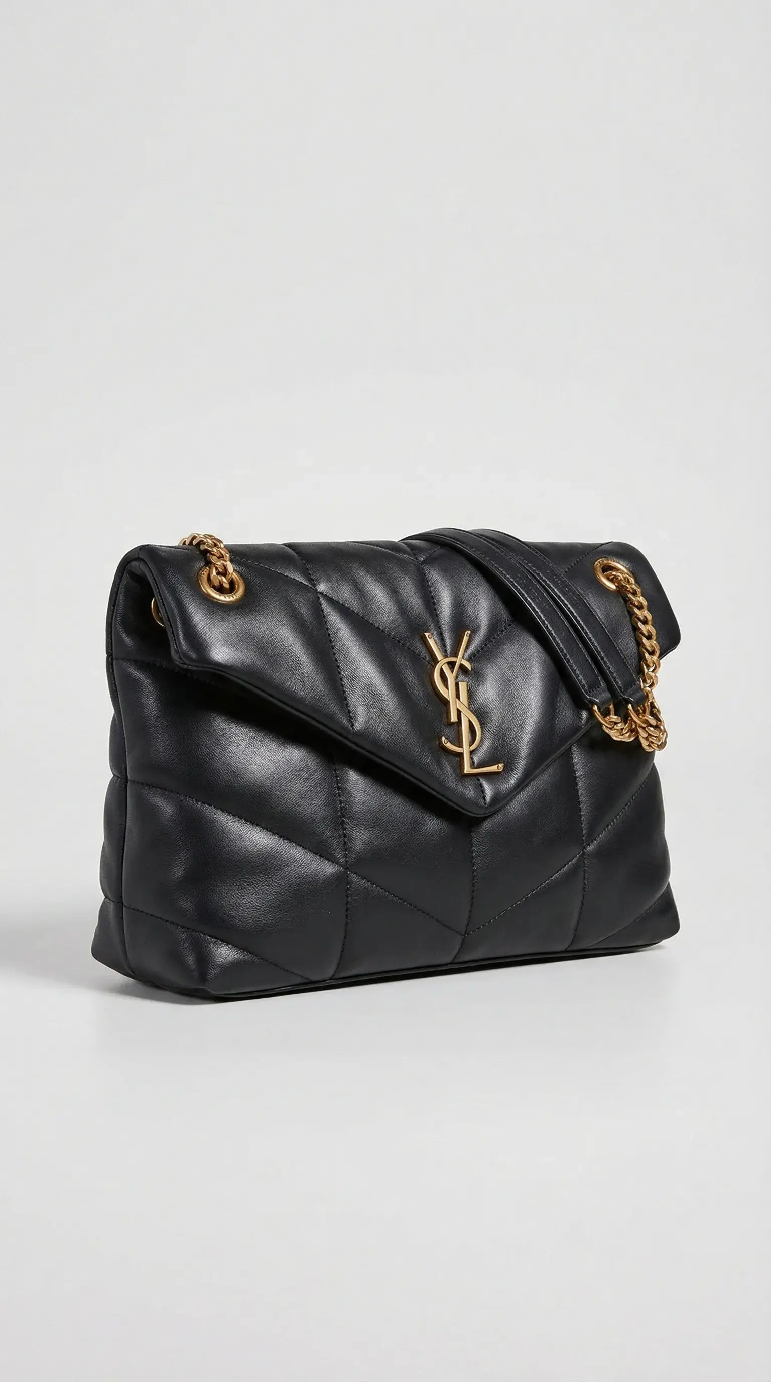 Quilted Flap Shoulder Bag – Black Chevron Leather (Gold Hardware)