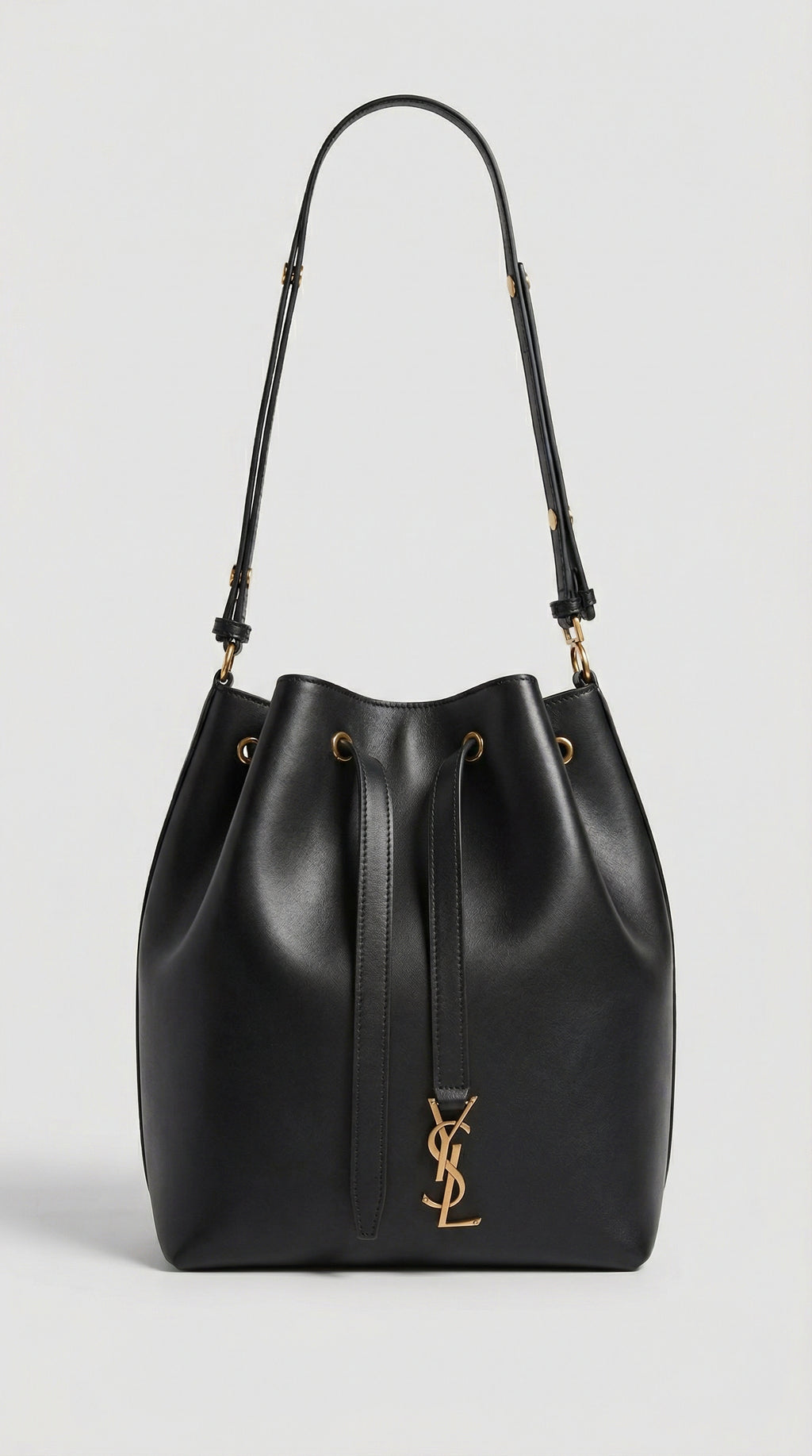 Smooth Leather Bucket Bag 37 – Black Smooth Leather (Gold Hardware)
