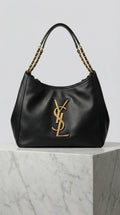 Chain Handle Hobo Bag – Black Leather