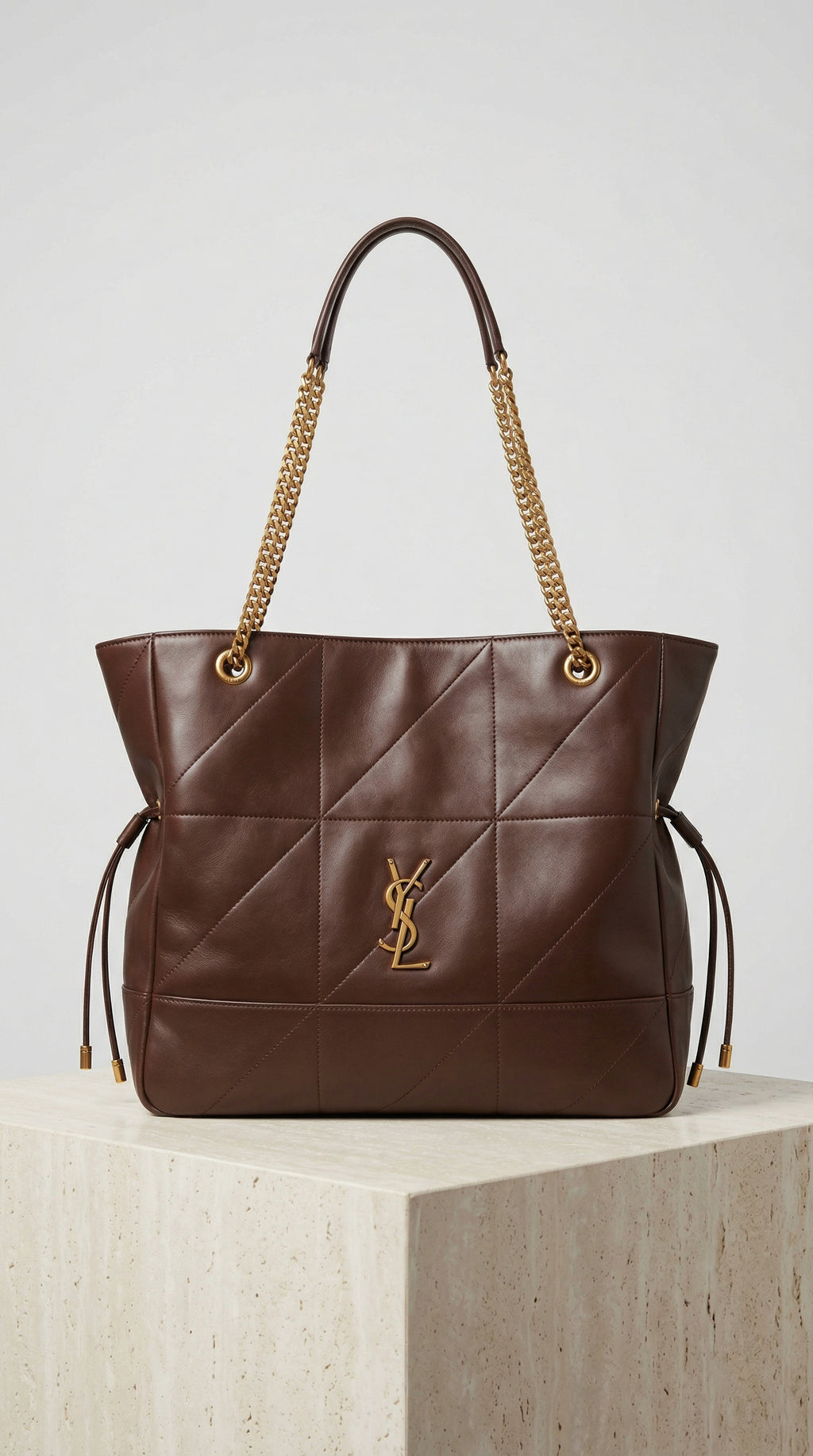 Chain Tote Bag – Brown Quilted Leather