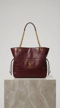 Chain Tote Bag – Burgundy Quilted Leather