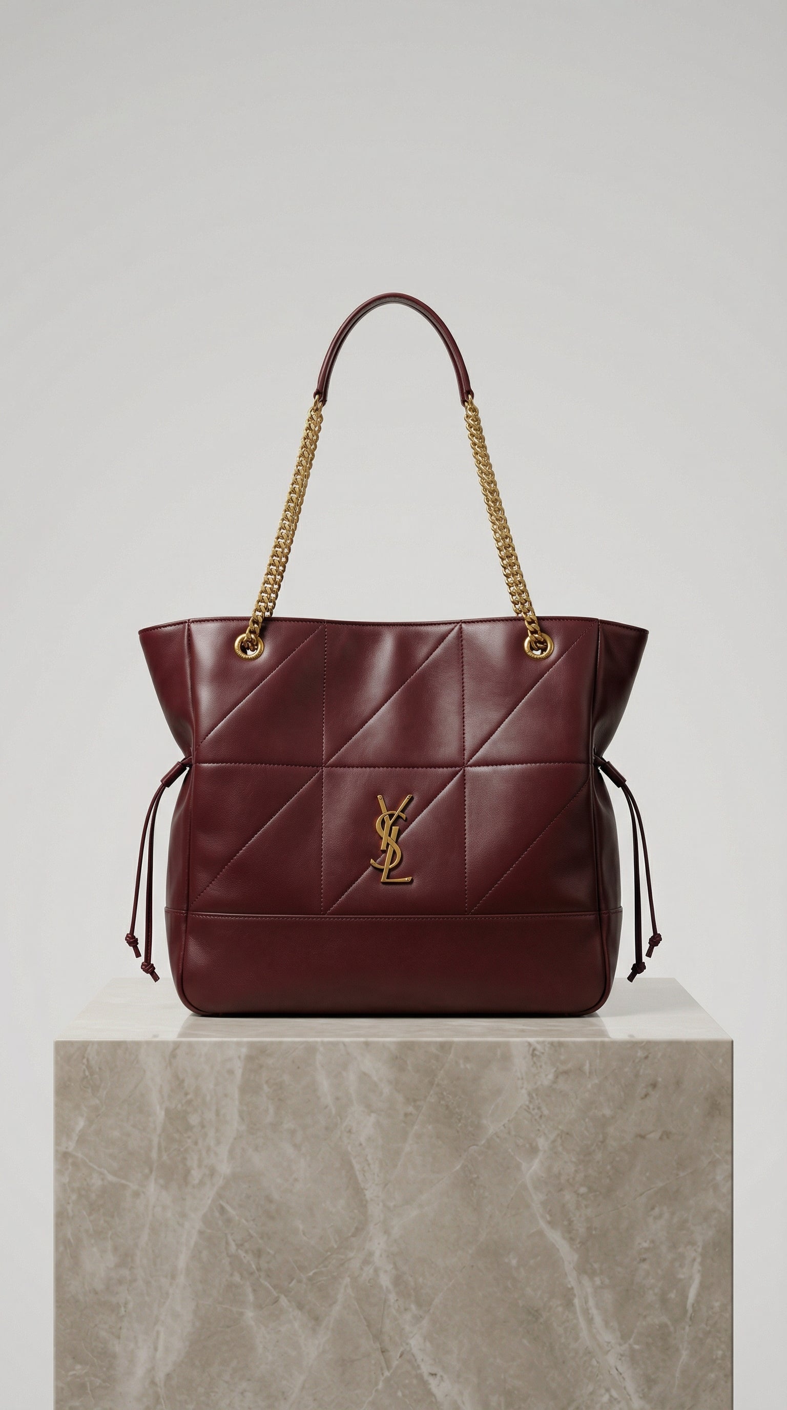 Chain Tote Bag – Burgundy Quilted Leather