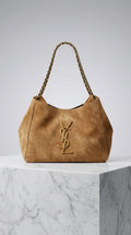 Chain Handle Hobo Bag - Caramel Suede