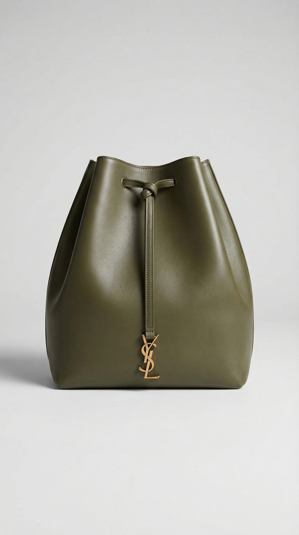 Smooth Leather Bucket Bag 37 – Olive Smooth Leather (Gold Hardware)