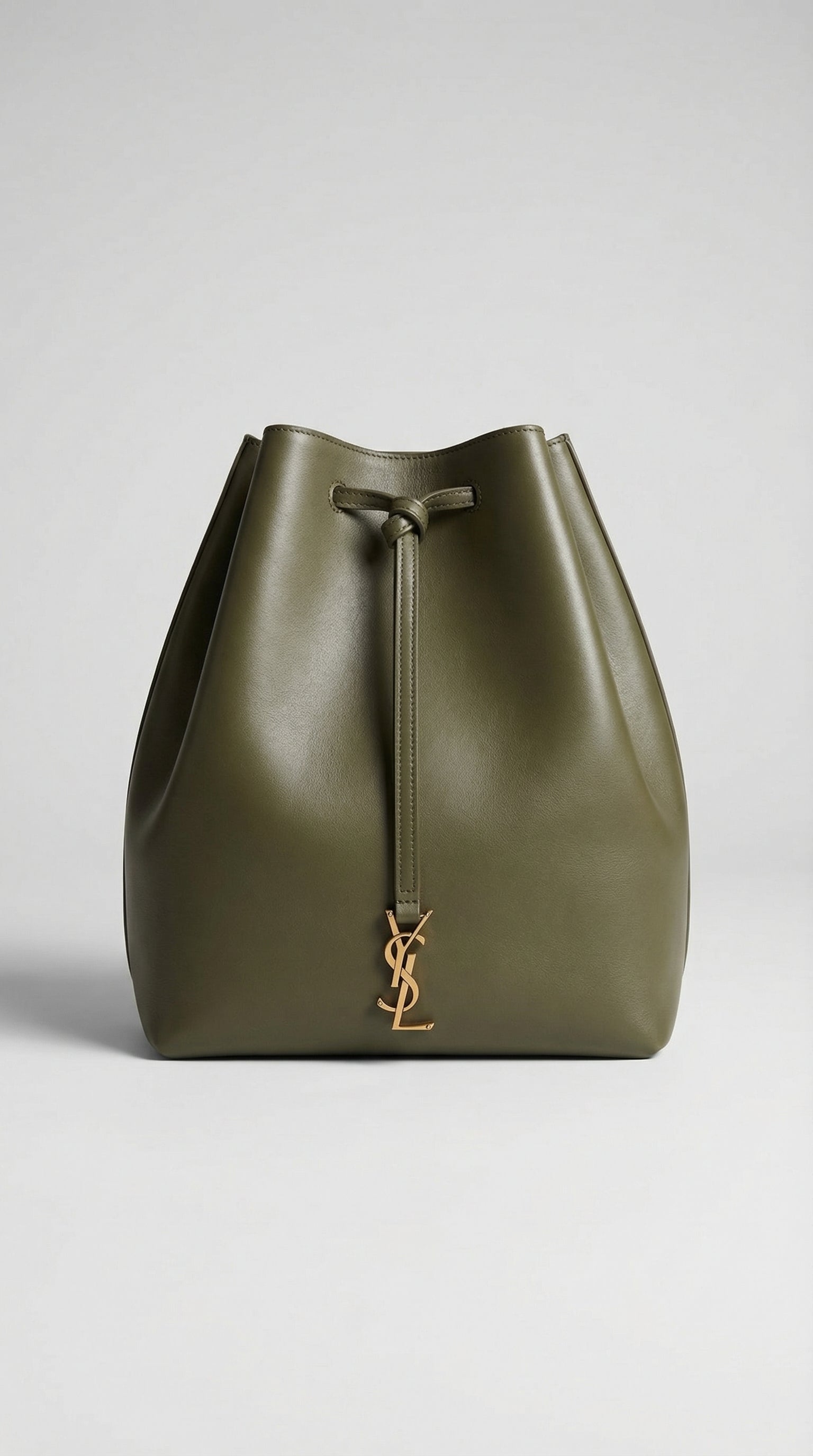 Smooth Leather Bucket Bag 37 – Olive Smooth Leather (Gold Hardware)