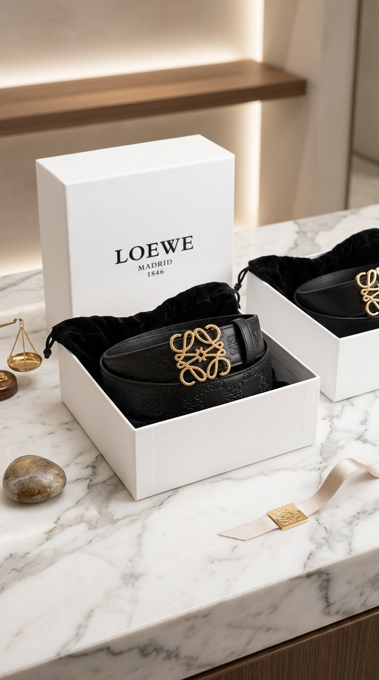 Reversible Smooth Leather Belt - Gold