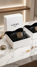 Reversible Smooth Leather Belt - Gold