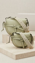 Gate Dual Mini Leather Crossbody Bag Soft Green - EliteLux Outlet