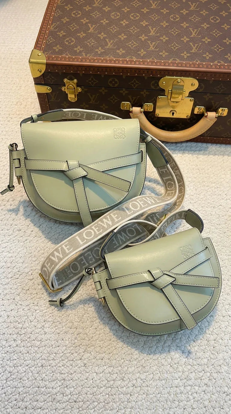 Gate Dual Mini Leather Crossbody Bag Soft Green - EliteLux Outlet