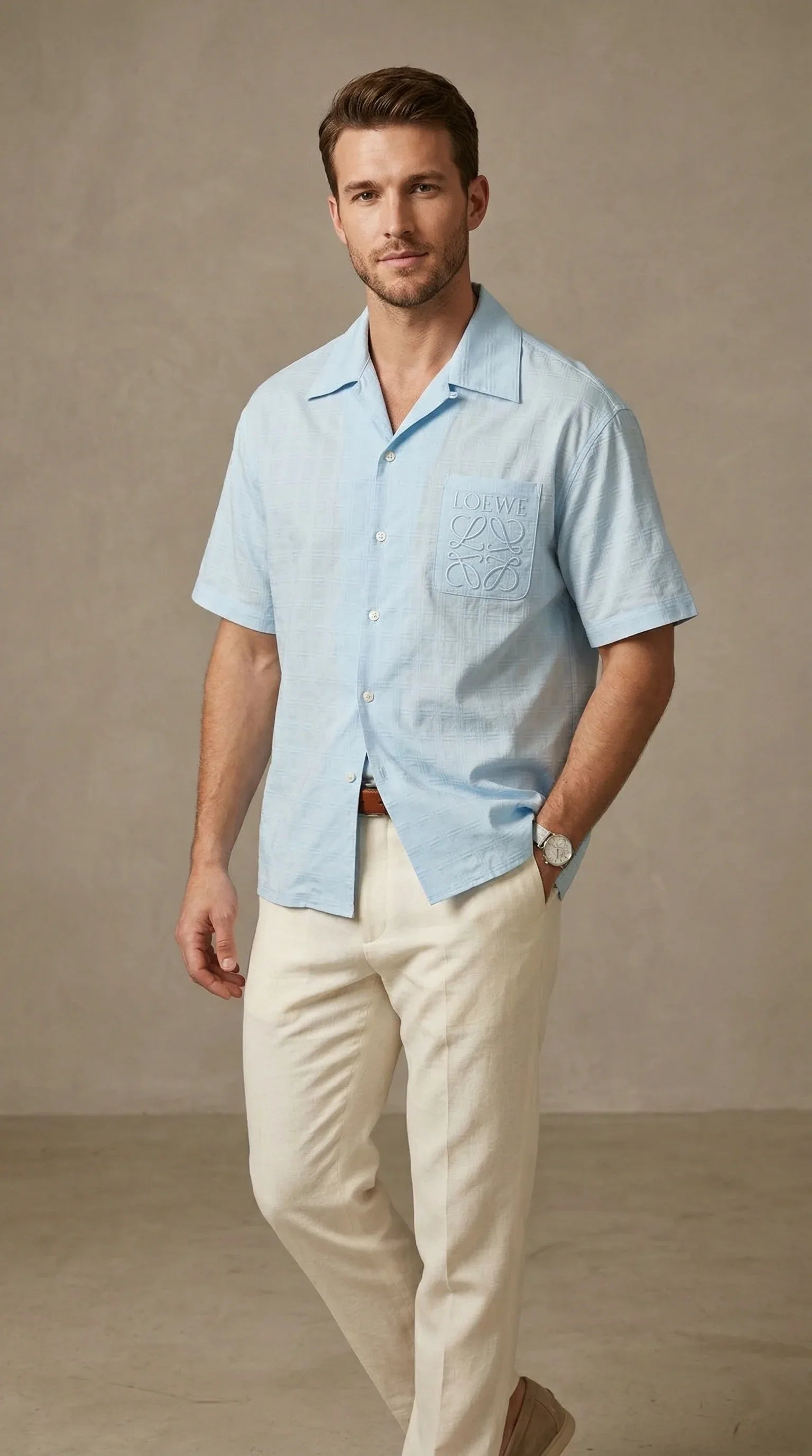 Cloud Jacquard Short-Sleeve Shirt