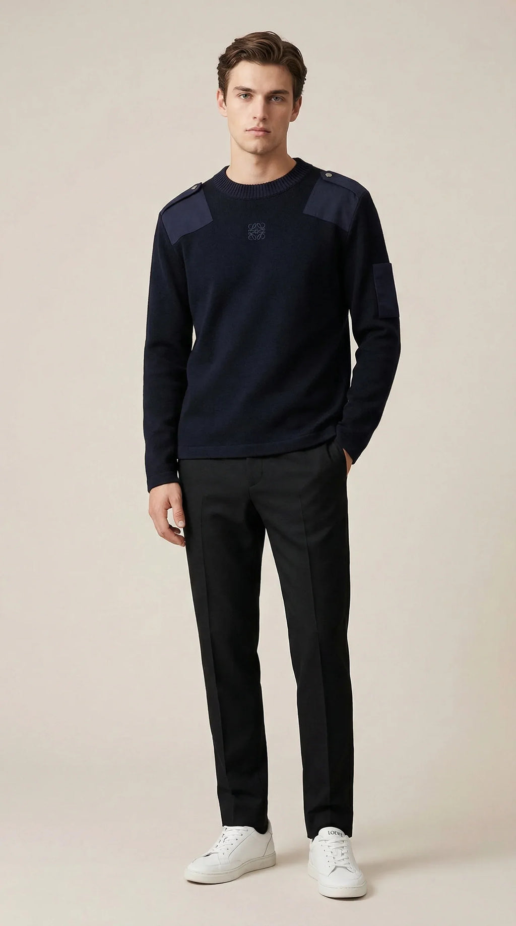 Anagram Patchwork Shoulder Knit Sweater - EliteLux Outlet