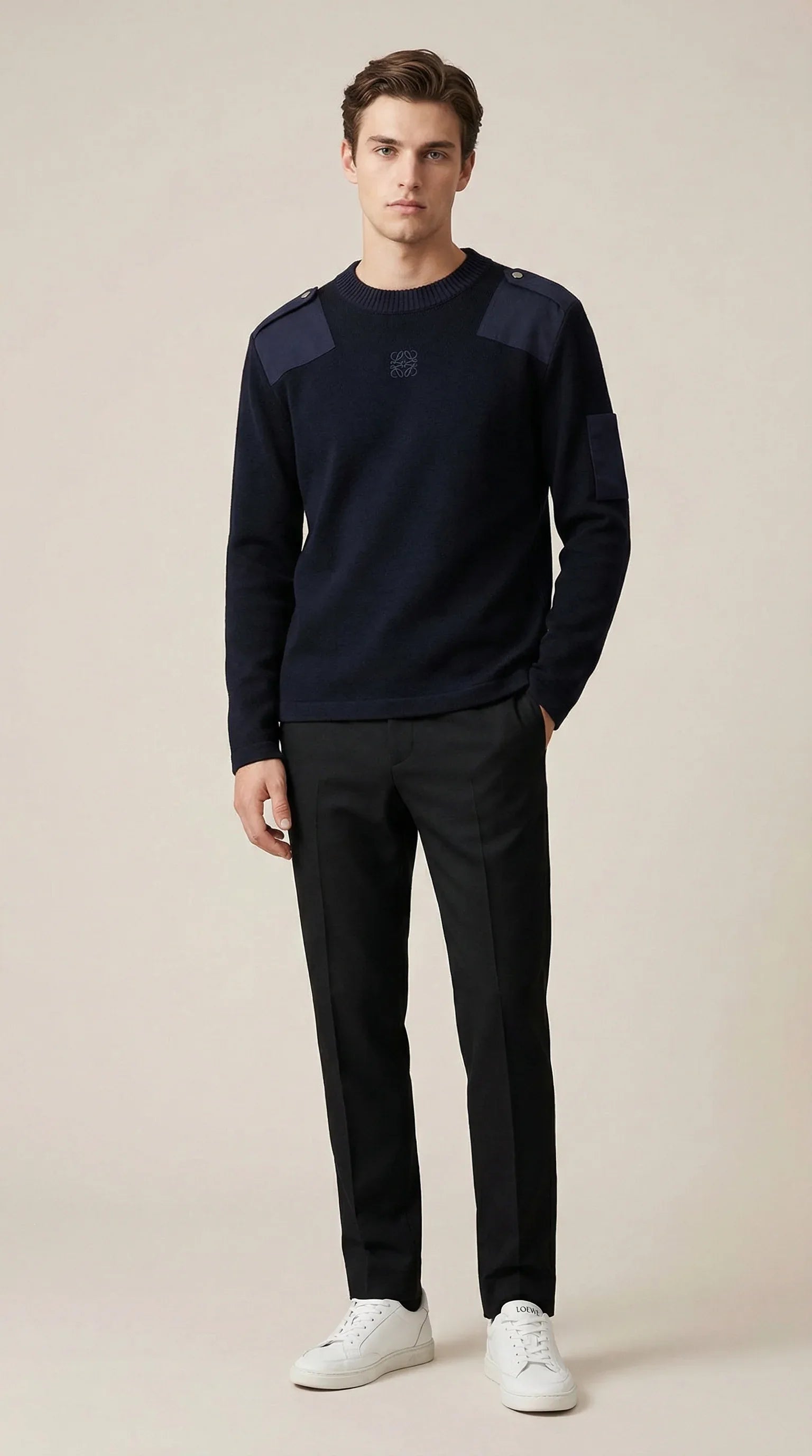 Anagram Patchwork Shoulder Knit Sweater - EliteLux Outlet
