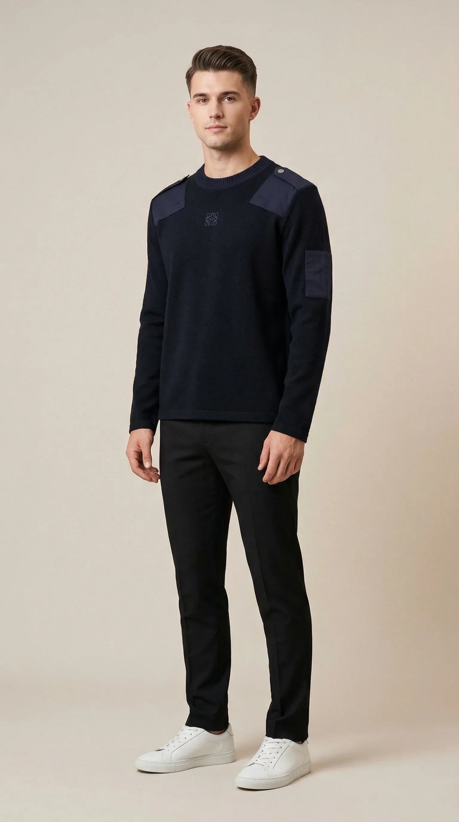 Anagram Patchwork Shoulder Knit Sweater - EliteLux Outlet