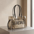 PVC and Leather Tote Bag - Beige