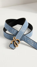 Reversible Bombé Leather Belt - Jeans