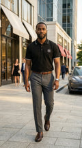 Contrast Trim Piqué Polo – Black - EliteLux Outlet