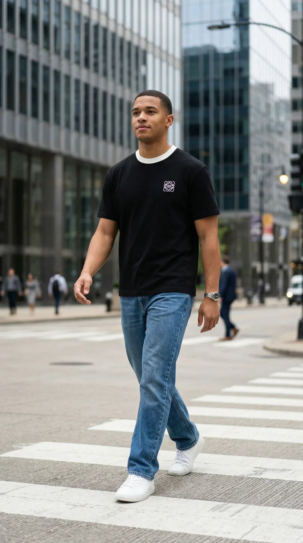 Contrast Collar Minimal Tee – Black - EliteLux Outlet