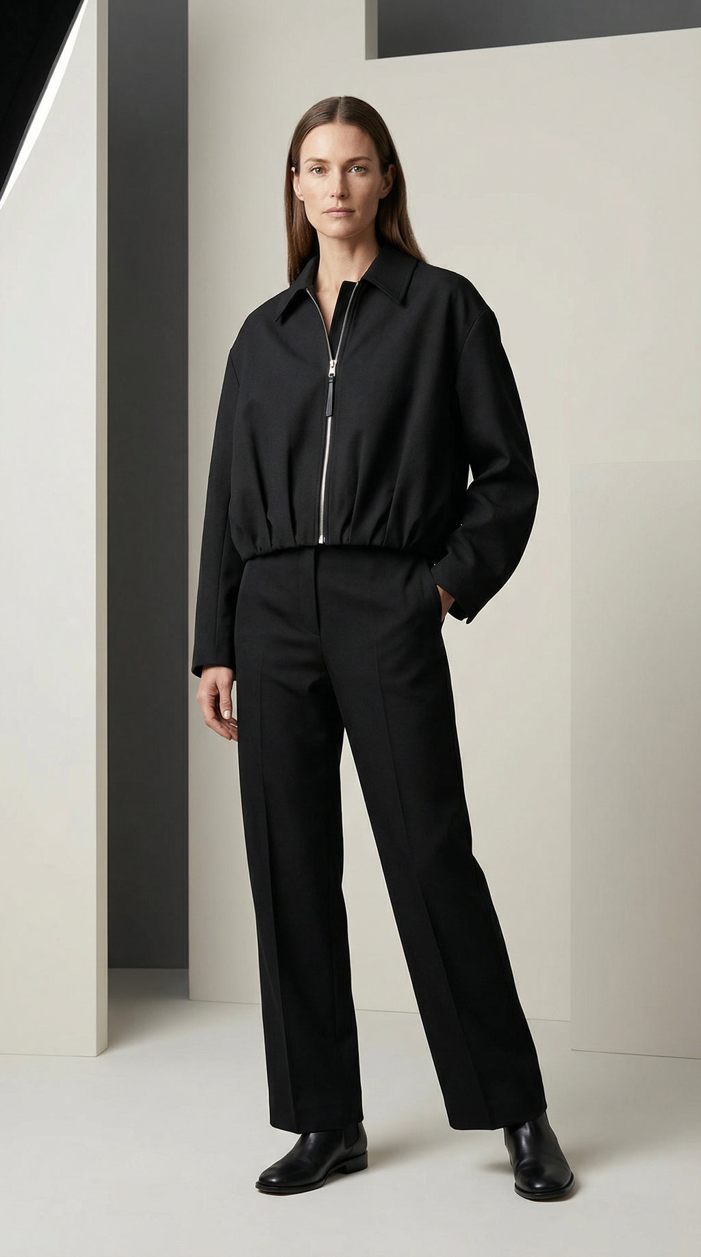 Sculpted Pleated Cropped Jacket