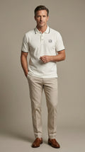 Contrast Trim Piqué Polo – White - EliteLux Outlet