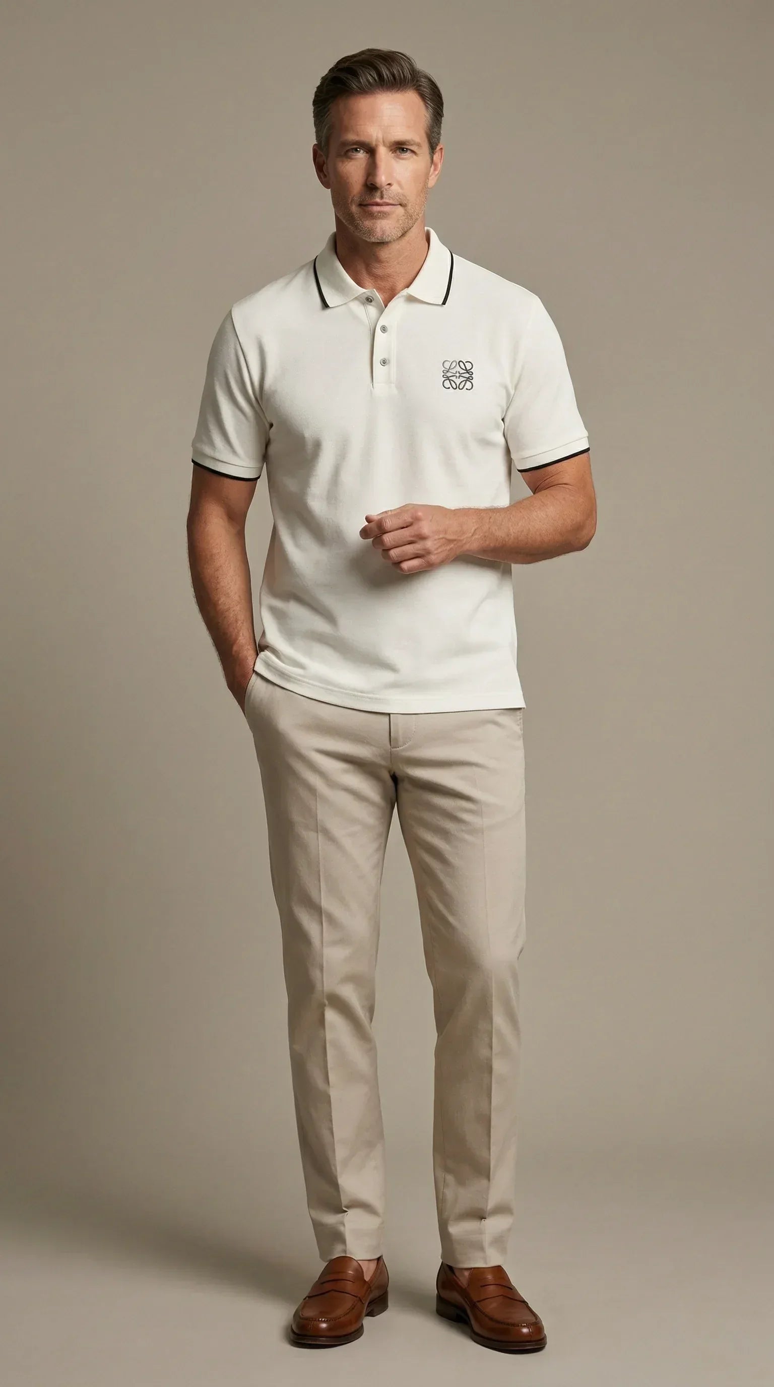 Contrast Trim Piqué Polo – White - EliteLux Outlet
