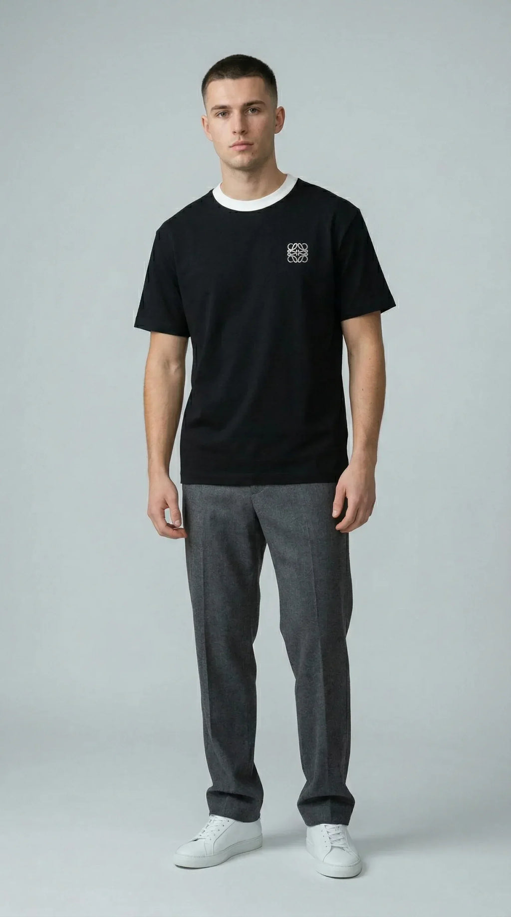 Contrast Collar Minimal Tee – Black - EliteLux Outlet