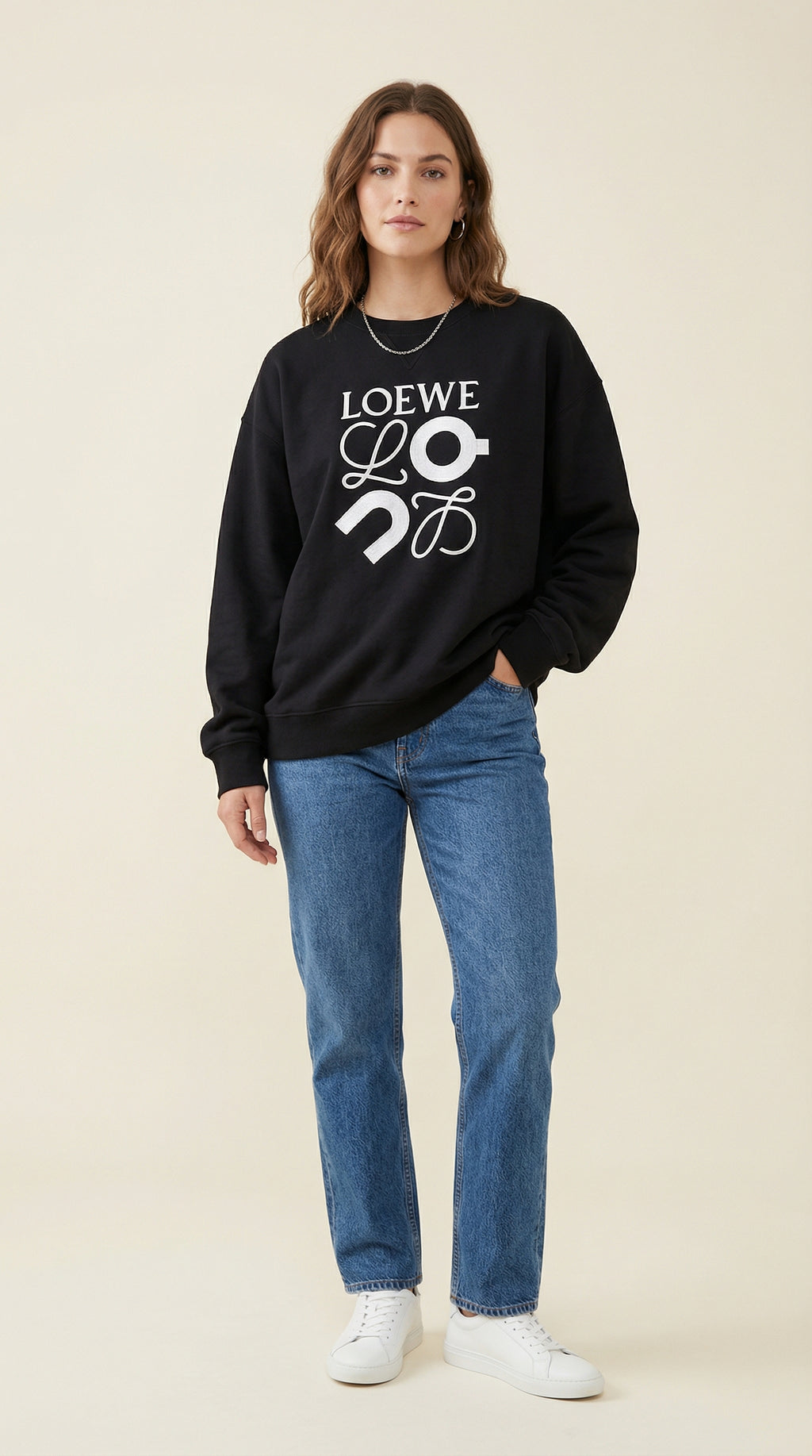 Embroidered Graphic Sweatshirt - Black