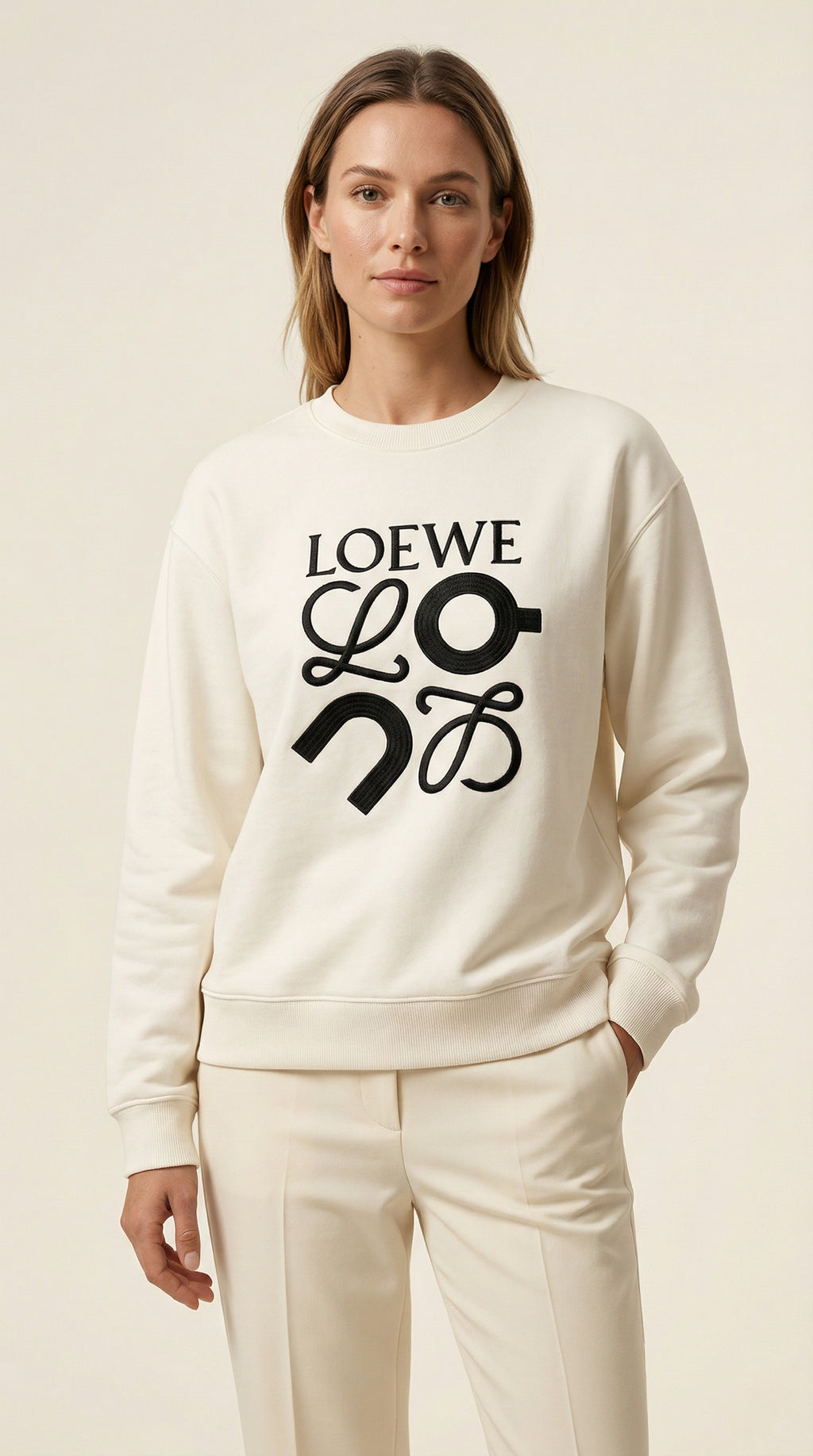 Embroidered Graphic Sweatshirt - White