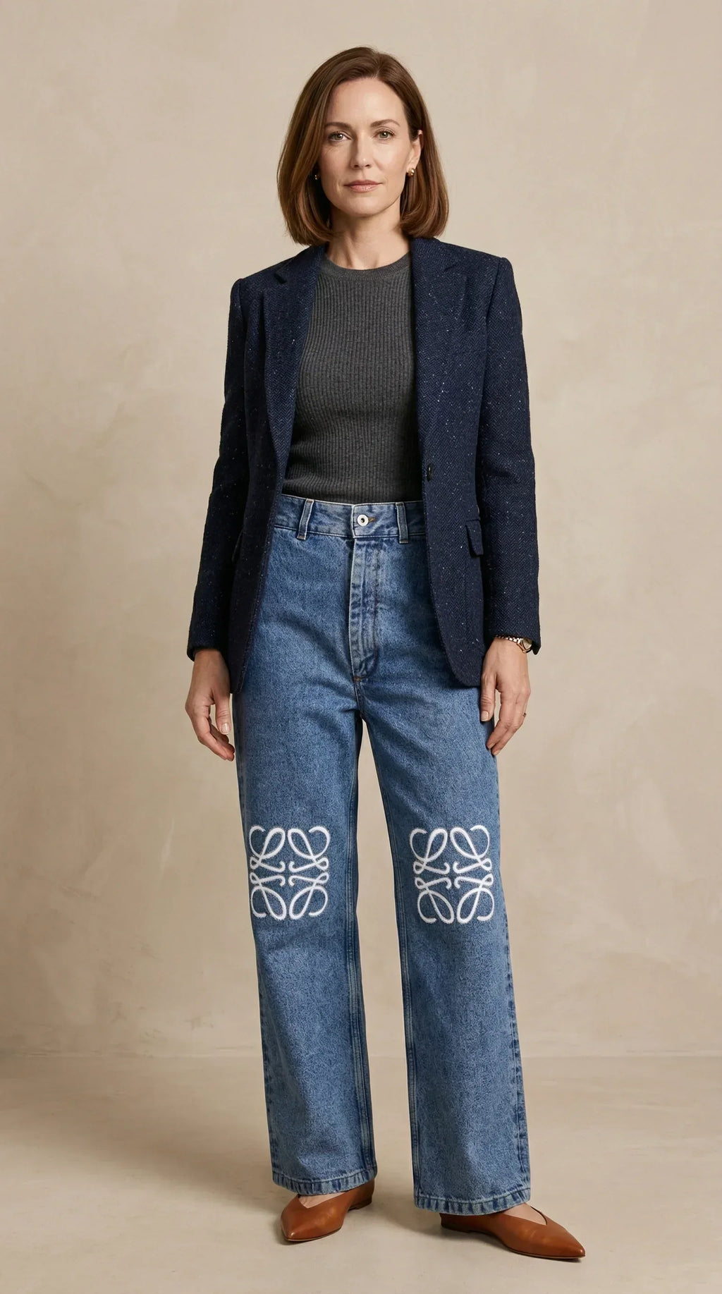 Anagram Wide-Leg Embroidered Denim 19 - EliteLux Outlet