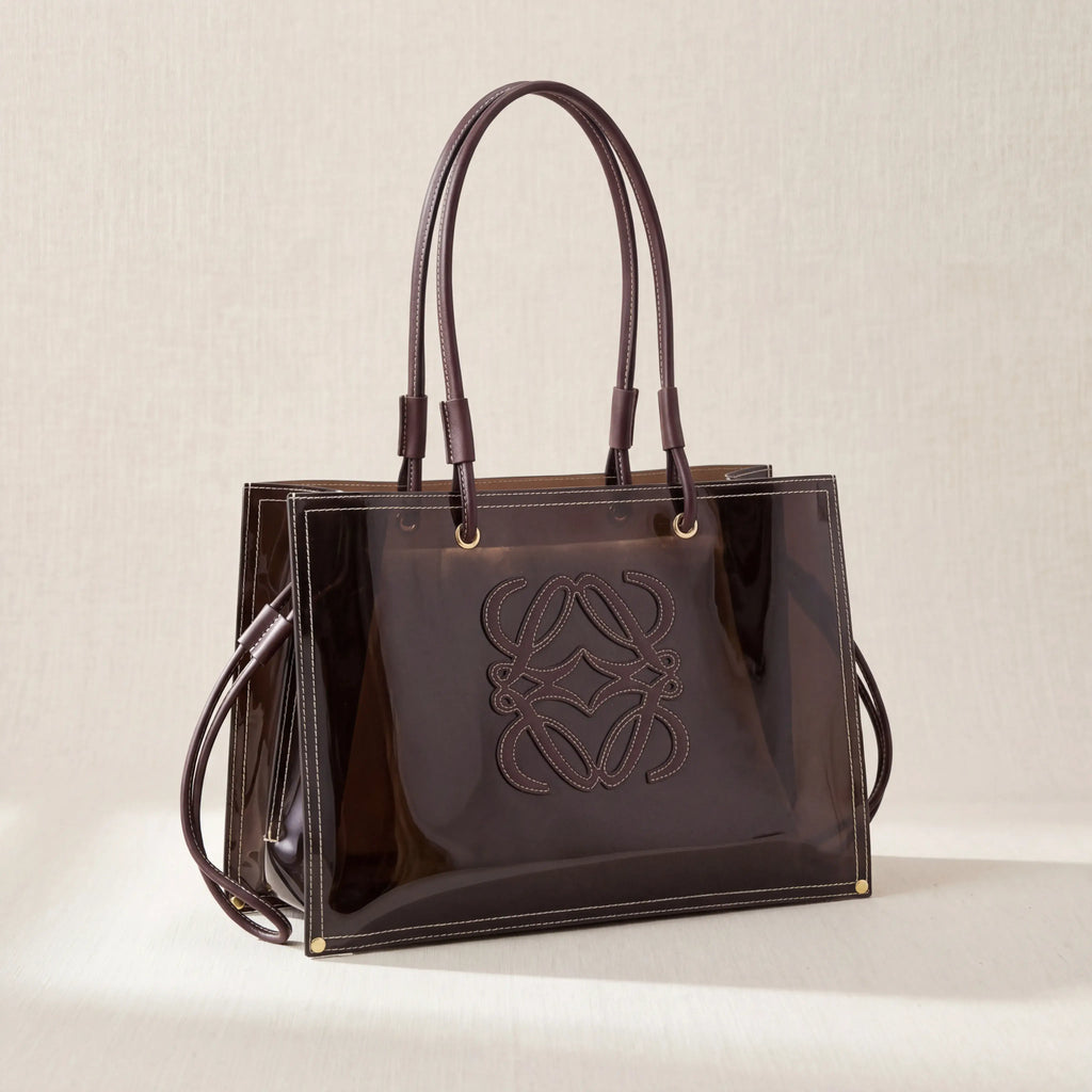 PVC and Leather Tote Bag - Black