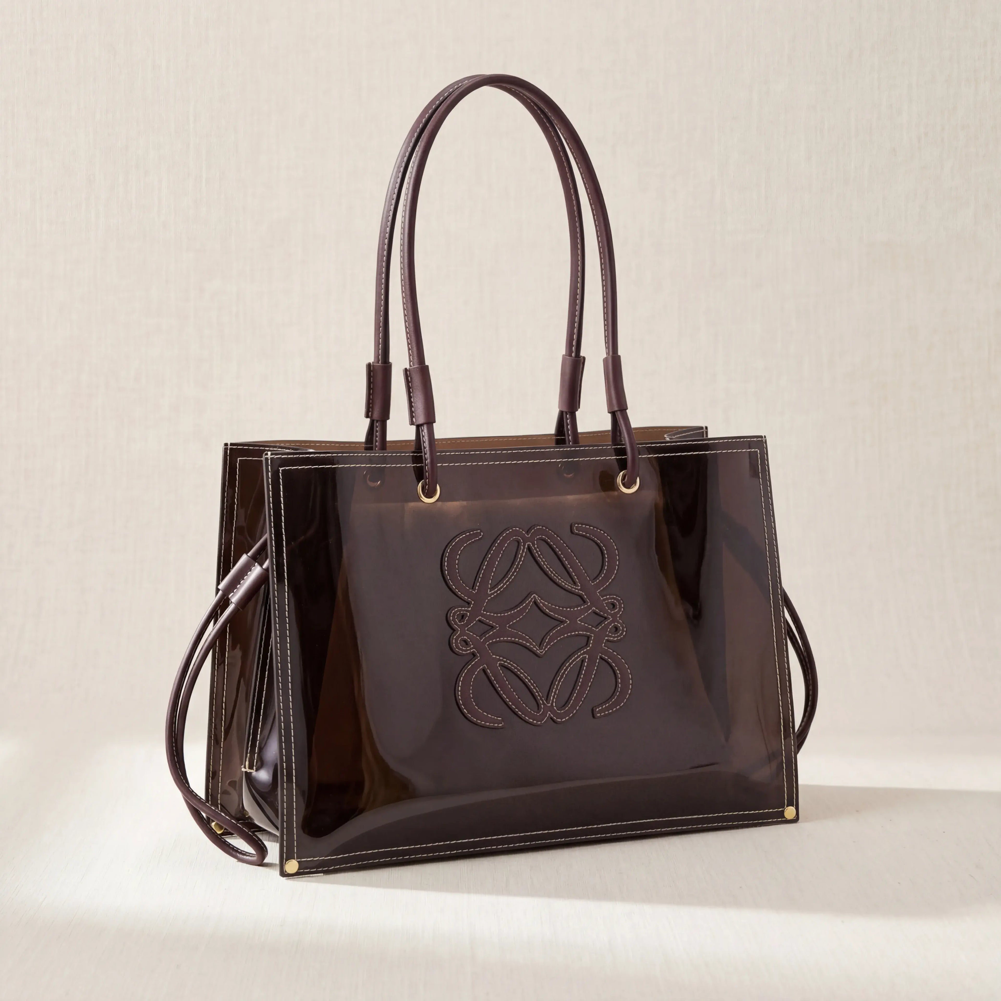 PVC and Leather Tote Bag - Black