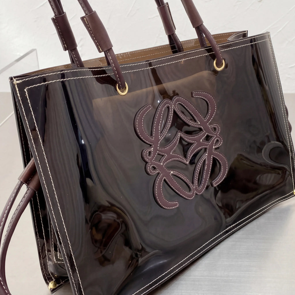 PVC and Leather Tote Bag - Black