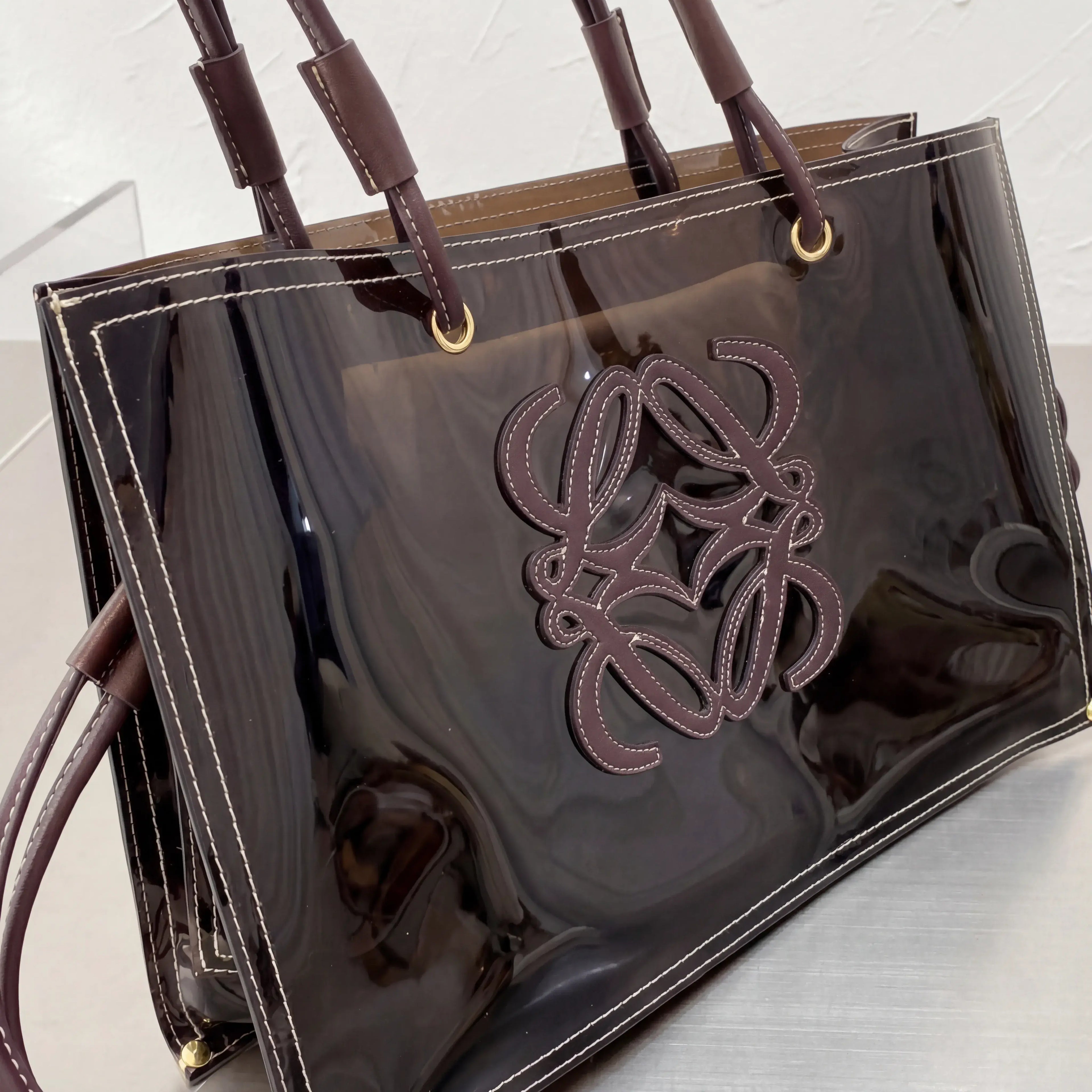 PVC and Leather Tote Bag - Black