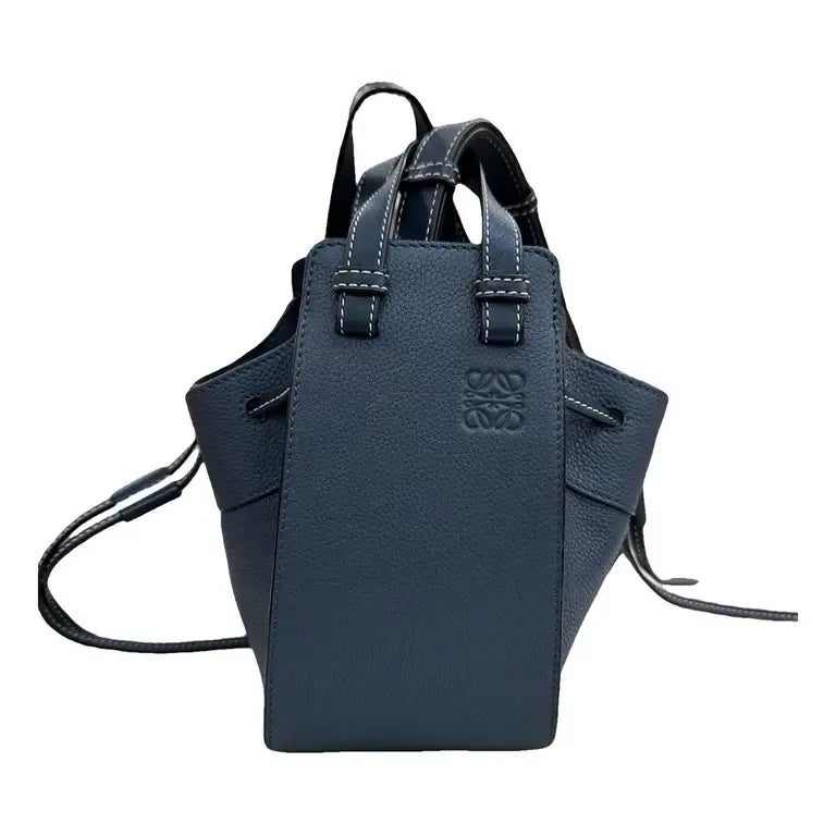 Compact Hammock bag in classic calfskin Dark Blue - EliteLux Outlet