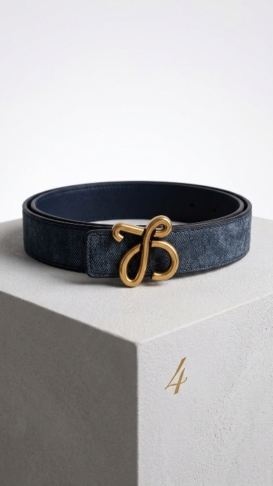 Reversible Bombé Leather Belt - Blue