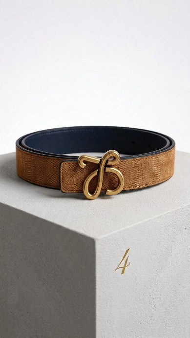 Reversible Bombé Leather Belt - Tan