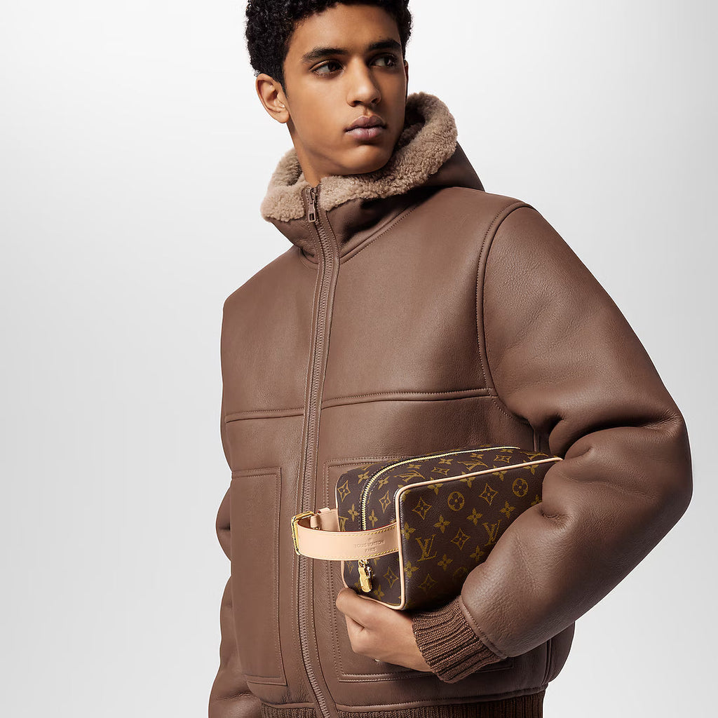 Monogram Dopp Kit Toiletry Bag Brown